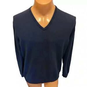 Esprit Men's Vintage Blue Long Sleeve V-Neck Sweater Size X-Large 100% Cotton